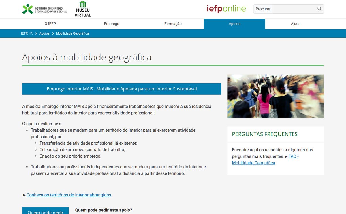 IEFP — Emprego Interior MAIS: страница программы, суммы, условия и списки внутренних территорий