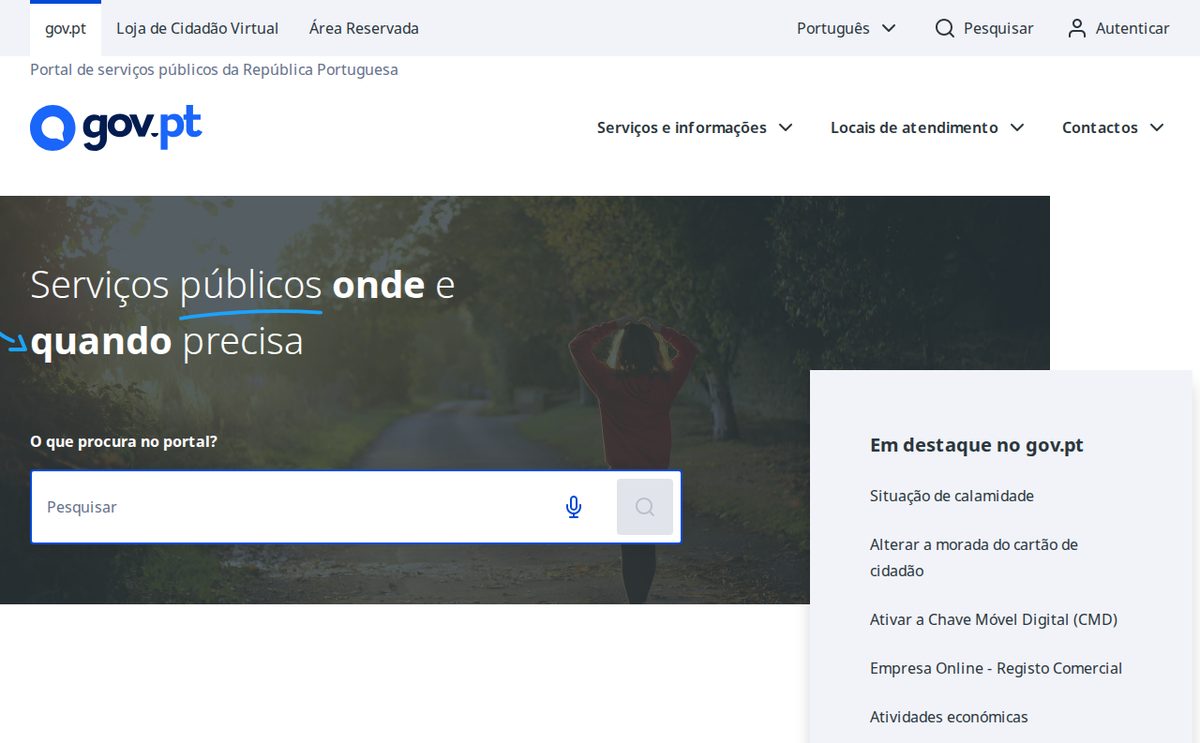 Loja de Cidadão Virtual на gov.pt
