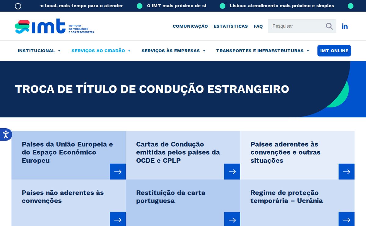 IMT — обмен иностранных прав на португальские