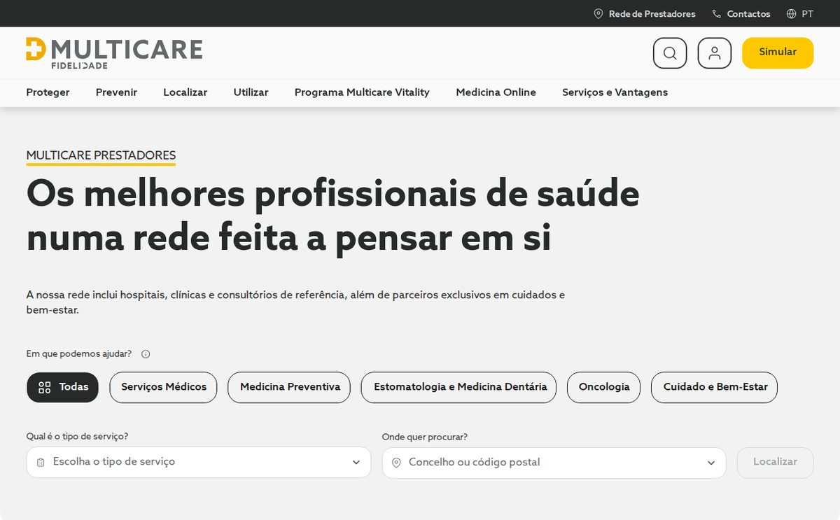 Multicare — страховая: сеть партнёров в разделе Localizar