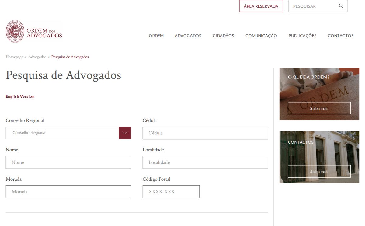 Pesquisa de Advogados — поиск адвоката в реестре палаты