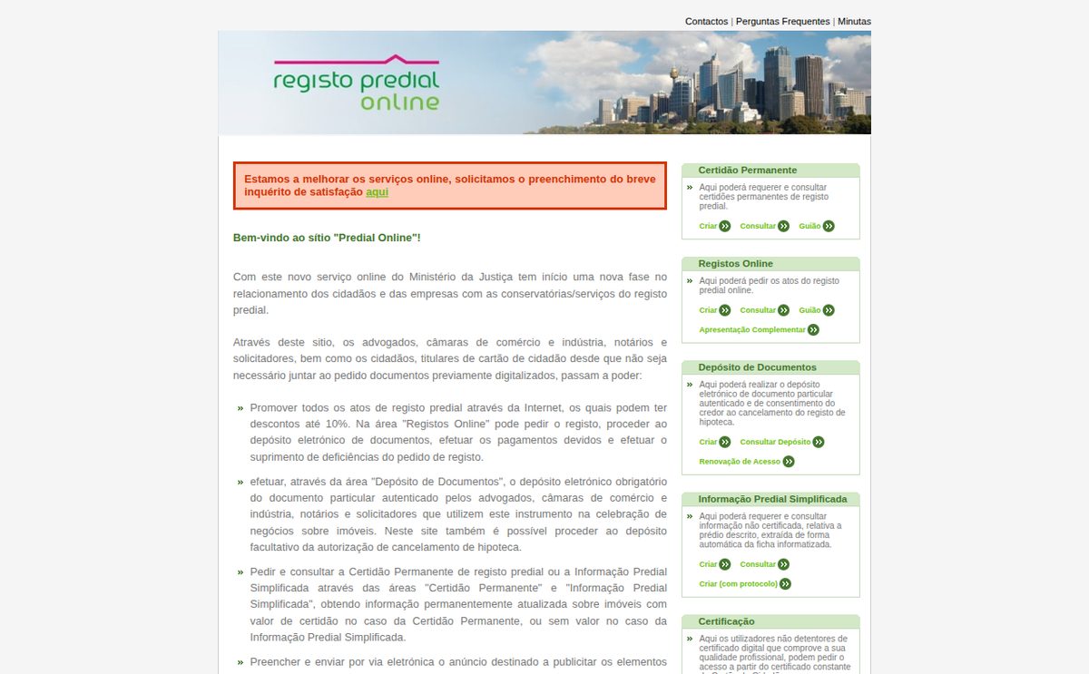 Predial Online — реестр недвижимости: certidão permanente на участок