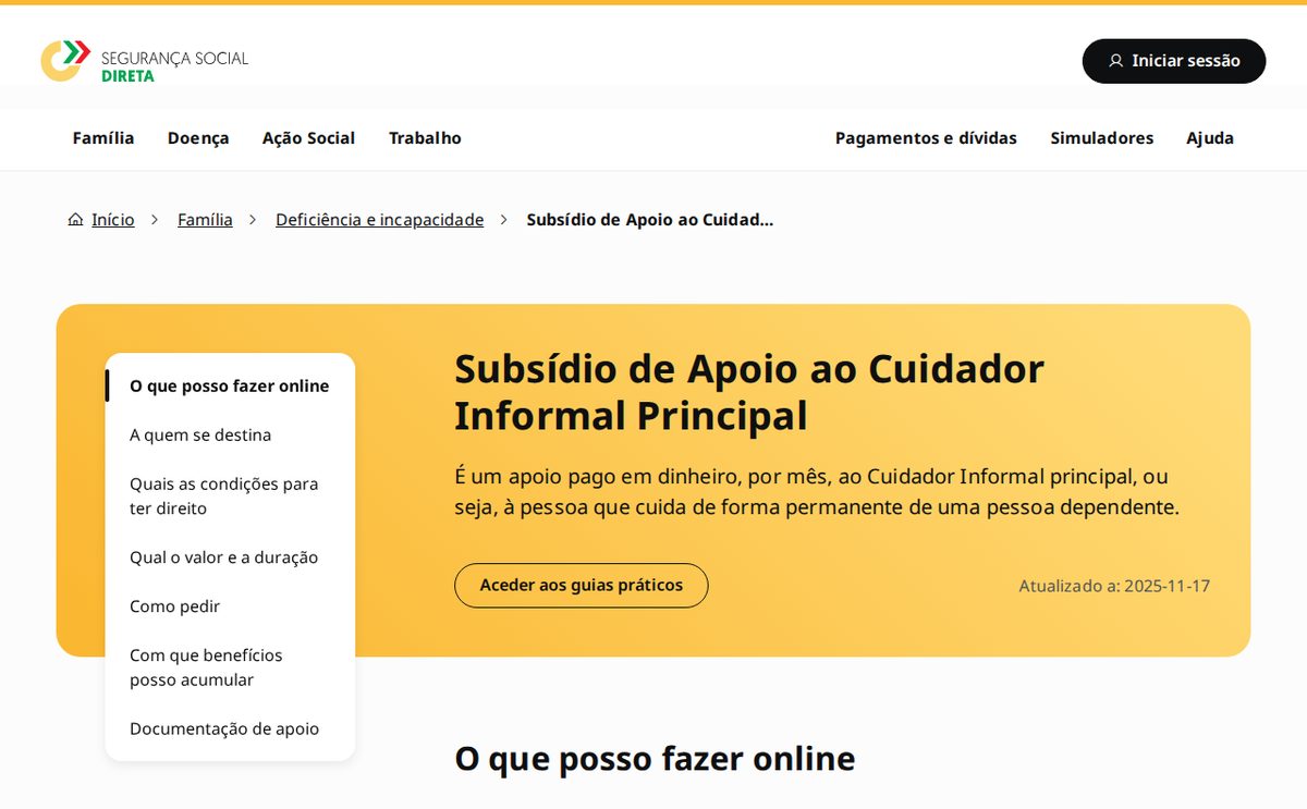 subsidio cuidador
